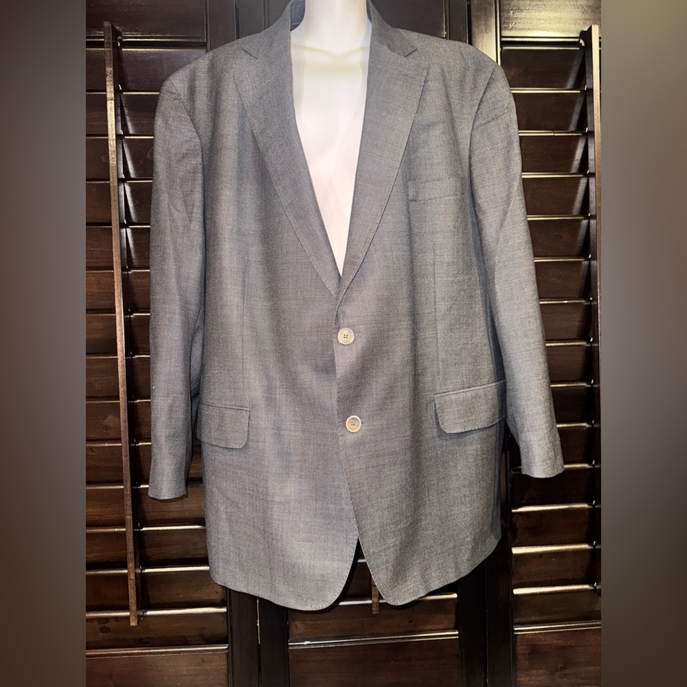 Hardwick USA Blazer Sport Coat Men 50R Double Vented Gray 2 Btn Wool stretch